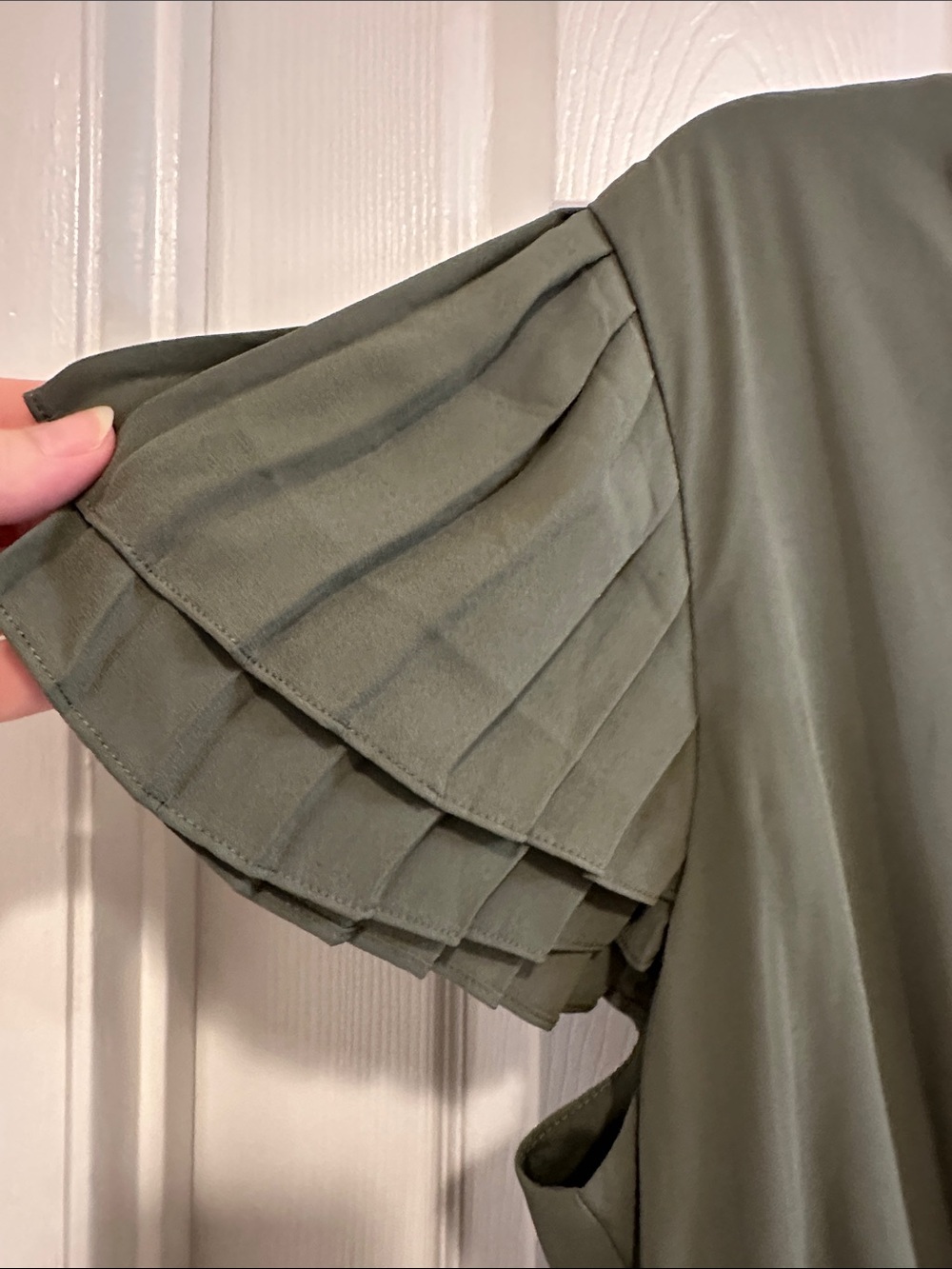 Nanette Lepore Olive Green V-Neck Long Sleeve Jumpsuit - Picture 3 of 6